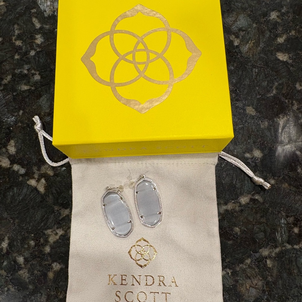 Kendra Scott Silver and White Drop Earrings